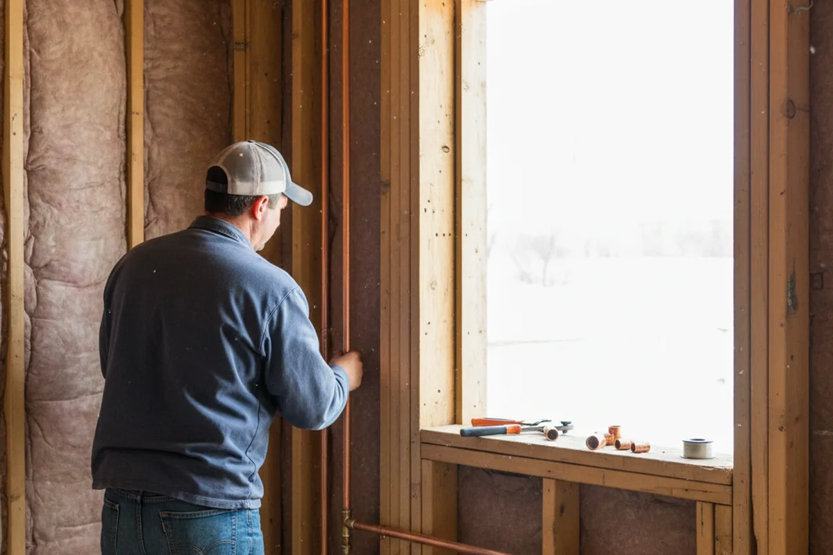 Licensed plumber running new copper supply lines in a Saint Paul home