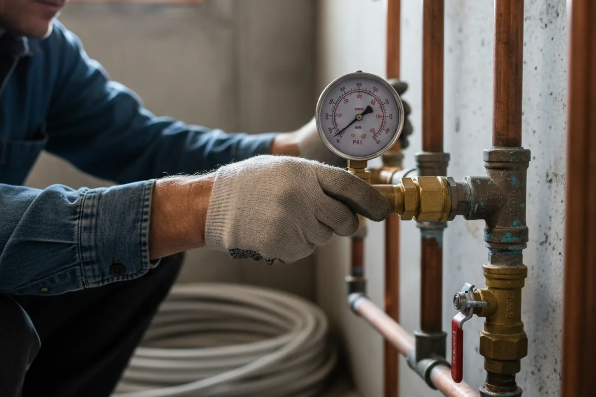 Pressure testing a repaired line during Water Line Repair in Saint Paul